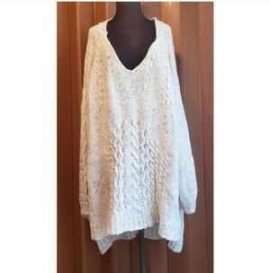 Roaman's V-Neck Sweater - Cream.sparkle Confetti